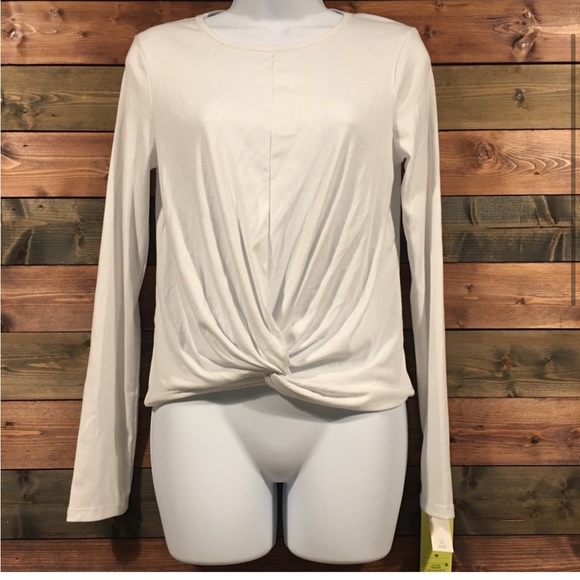 New All In Motion White Long Sleeve Twist Front Activewear Blouse Top Wmns XS - Picture 4 of 8